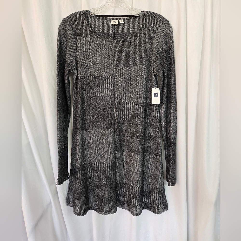GAP Gray Large Checkered/Patchwork  Sweater Dress XS